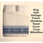 King, Holli Zollinger French Chambray Tassel Duvet Cover White/Blue