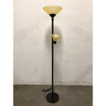 Torchiere Floor Lamp with Reading Light, Brown with Yellow Shades