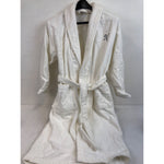 White, Monogrammed N, Herringbone Weave Turkish Cotton Bath Robe, Size S/M