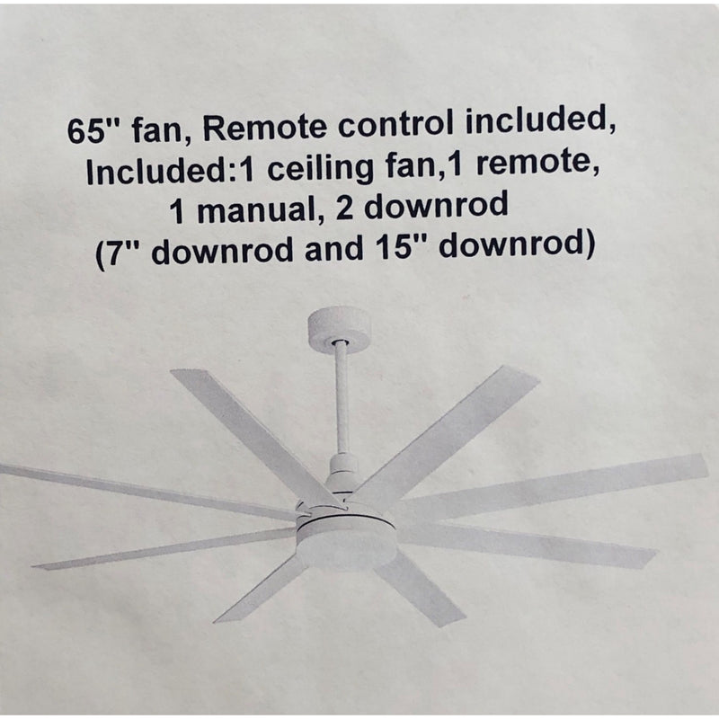 65-in White LED Indoor Ceiling Fan with Light Remote, 8-Blade