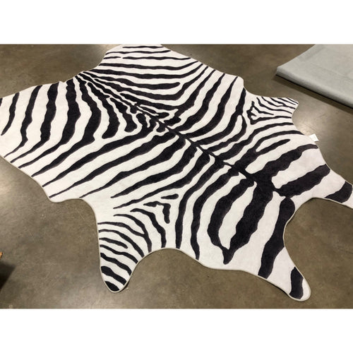 Non-Slip Faux Cowhide Black/White Zebra Print Area Rug, 7ft8in x 10ft