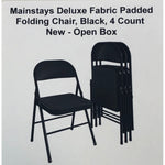 Mainstays Deluxe Fabric Padded Folding Chair, Black, 4 Count