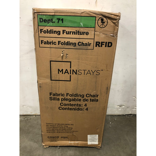 Mainstays Deluxe Fabric Padded Folding Chair, Black, 4 Count