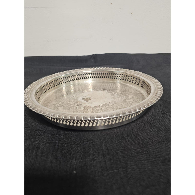 Vintage Wm Rogers Silver Plate Serving Tray, 670, Reticulated