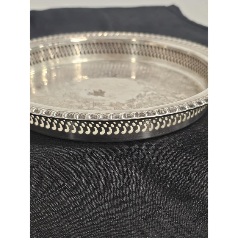 Vintage Wm Rogers Silver Plate Serving Tray, 670, Reticulated