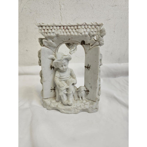 Antique Heubach German Bisque Porcelain Figural Spill Vase