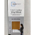 34W x 48L, Mainstays 1in Cordless Vinyl Room Darkening Mini Blinds, Khaki
