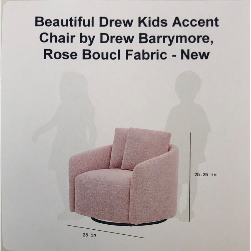 Beautiful Drew Kids Accent Chair by Drew Barrymore, Rose Boucl Fabric