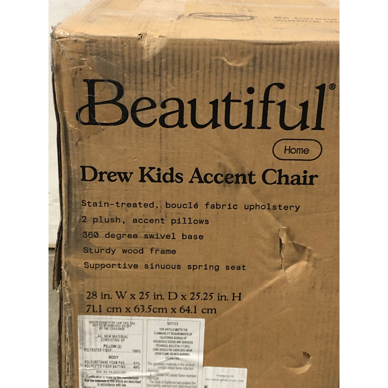 Beautiful Drew Kids Accent Chair by Drew Barrymore, Rose Boucl Fabric