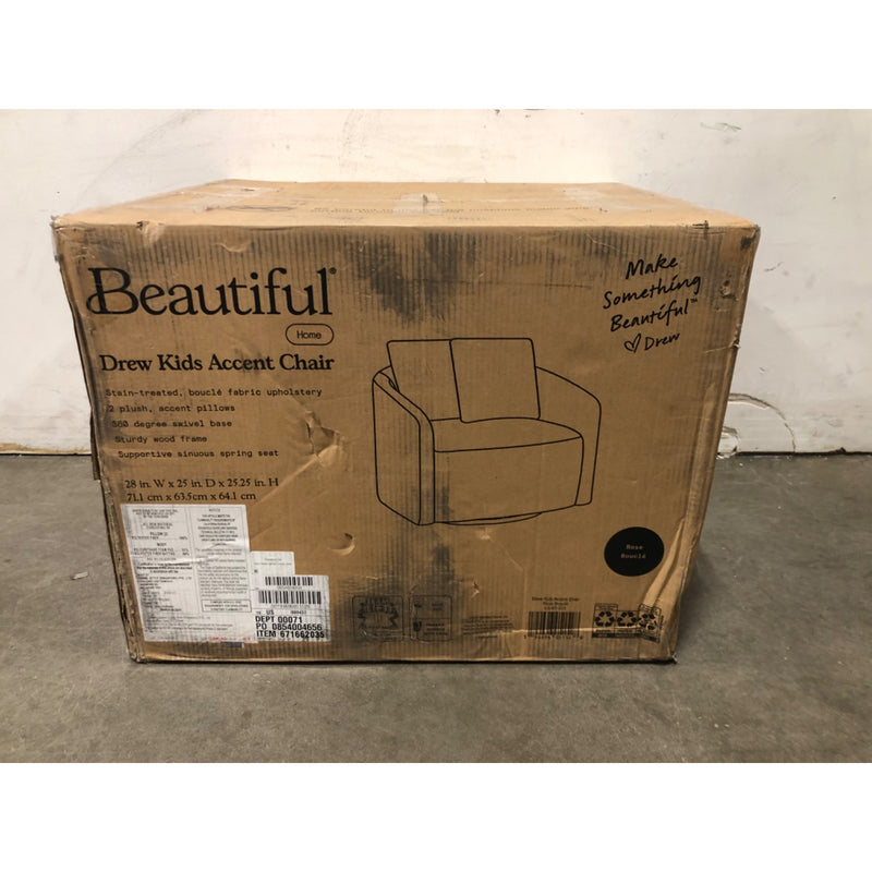 Beautiful Drew Kids Accent Chair by Drew Barrymore, Rose Boucl Fabric