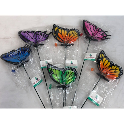 6 Piece 4in WindyWings Butterfly Plant Stake Assortment, 6 x 4.5 x 16 Inches