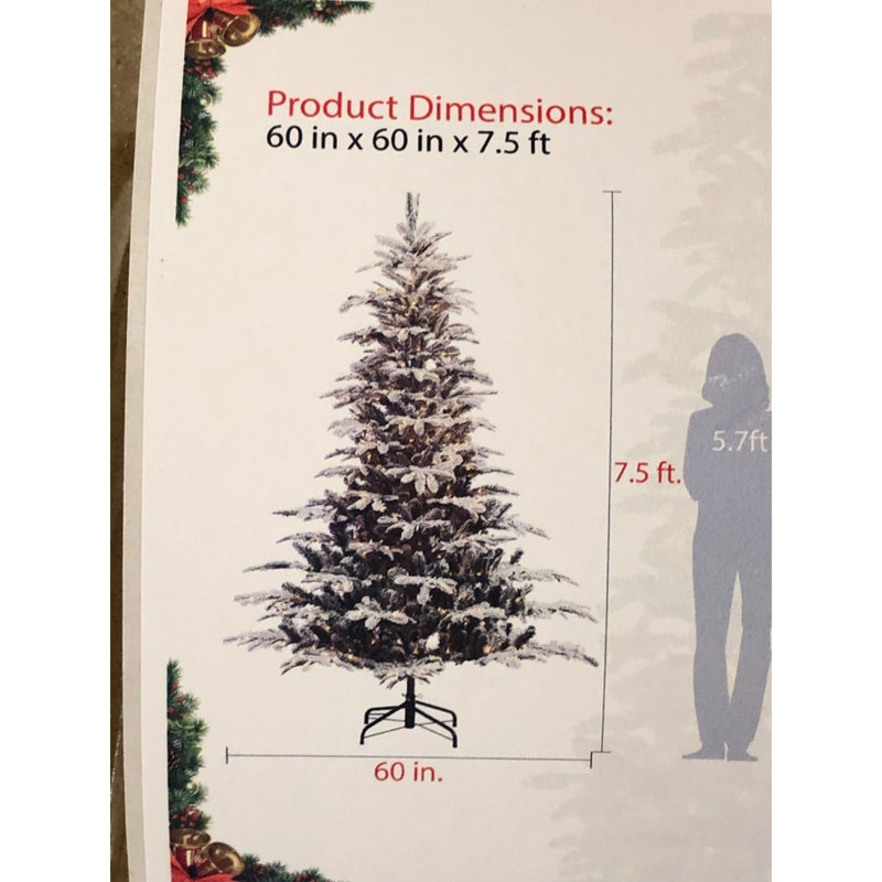 7 1/2 ft. Pre-lit Aspen Green Fir Flocked Artificial Christmas Tree 700 UL