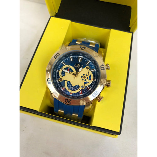 Invicta 22798 Pro Diver Men 50mm Stainless Steel Gold Blue VD53 Quartz Watch