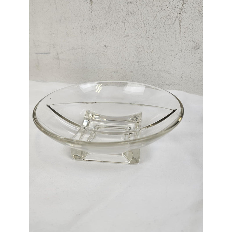 MCM 1950's Cambridge Glass Square Pattern Divided Bowl