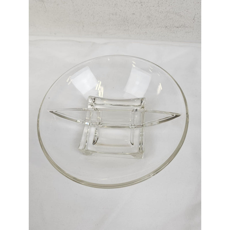 MCM 1950's Cambridge Glass Square Pattern Divided Bowl