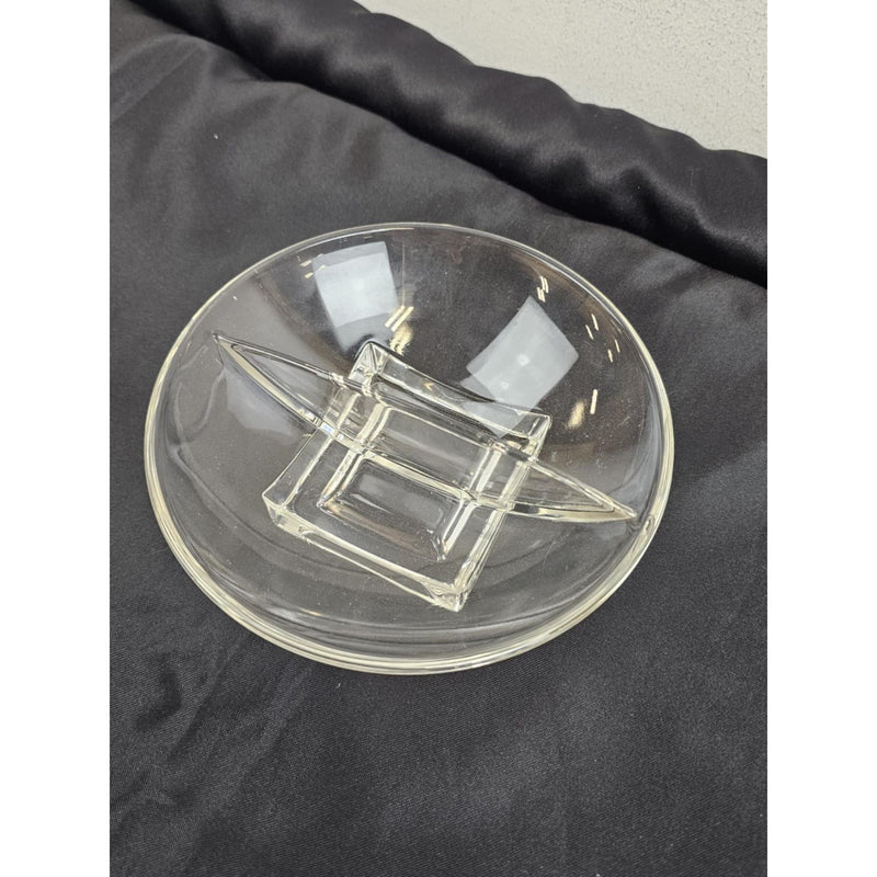 MCM 1950's Cambridge Glass Square Pattern Divided Bowl
