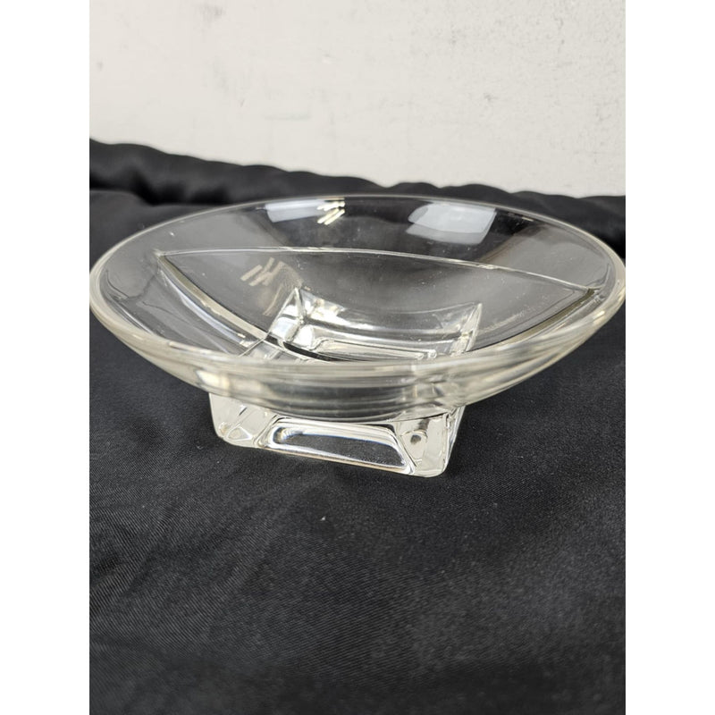 MCM 1950's Cambridge Glass Square Pattern Divided Bowl