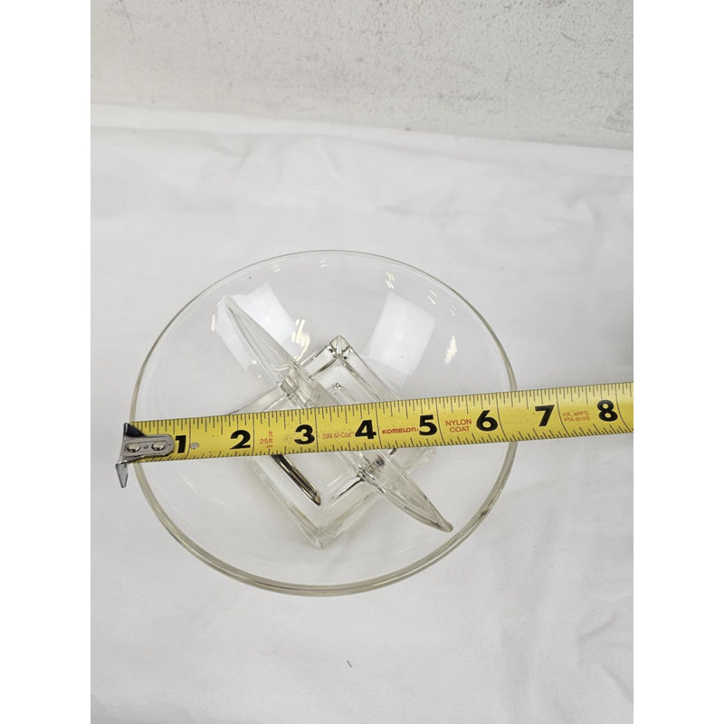 MCM 1950's Cambridge Glass Square Pattern Divided Bowl