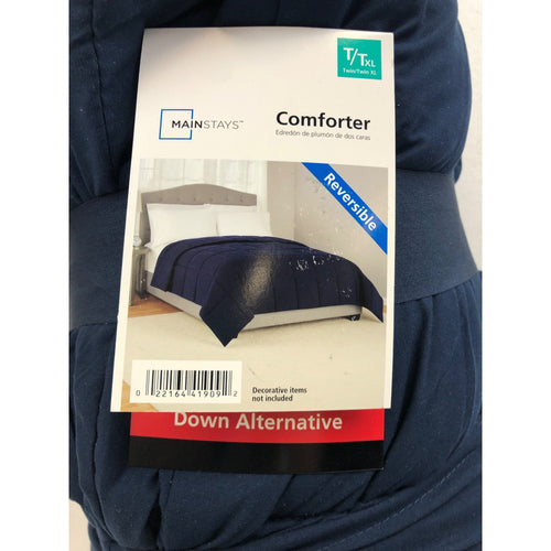 Mainstays Down Alternative Comforter, Navy, T/TXL, All Ages, All Season, Unisex