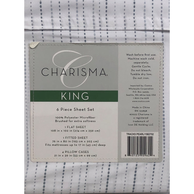 King, Tracks Pearl, Charisma Microfiber Sheet Set