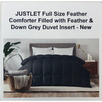 JUSTLET Full Size Feather Comforter Filled with Feather & Down Grey Duvet Insert