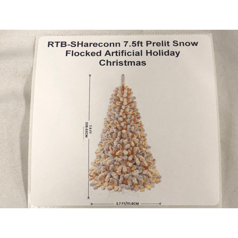 RTB-SHareconn 7.5ft Prelit Snow Flocked Artificial Holiday Christmas