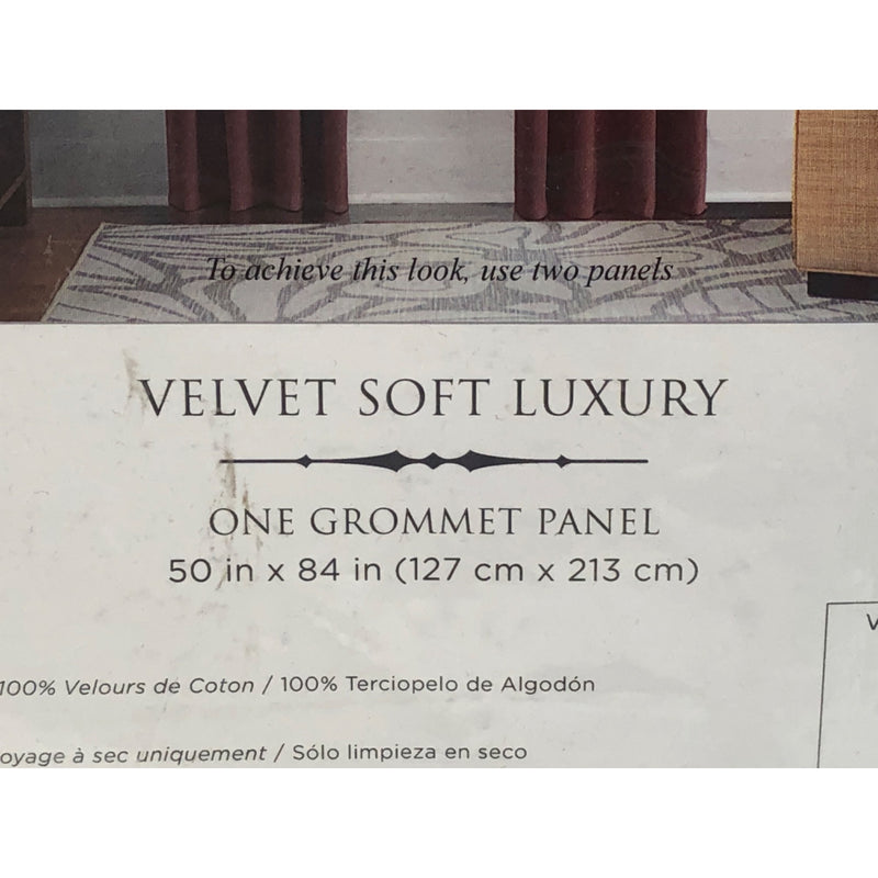 Veratex Velvet Soft Luxury Single Grommet Curtain Panel, 50in x 84in, Berry