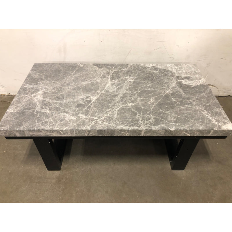 Steve Silver Lucca Gray Marble Wood Coffee Table, Gray and Espresso