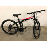 Foldable 26in 24 Speed Mountain Bike Full Suspension Bicycle Dual Disc Brake Black