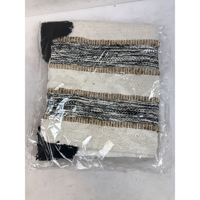 Fennco Styles Striped Cotton Throw Pillow Cover 12in W x 20in L - Black & White