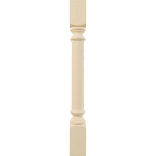 Ekena Millwork 3 3/4"W x 3 3/4"D x 35 1/2"H Traditional Cabinet Column (Top Block 6 1/8", Bottom Block 7 1/8"), Maple