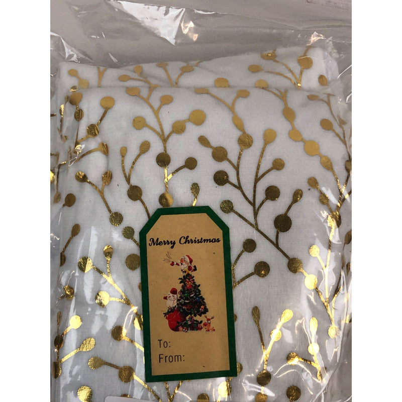 Tree Skirt, Gold White 36in Faux Fur Plush