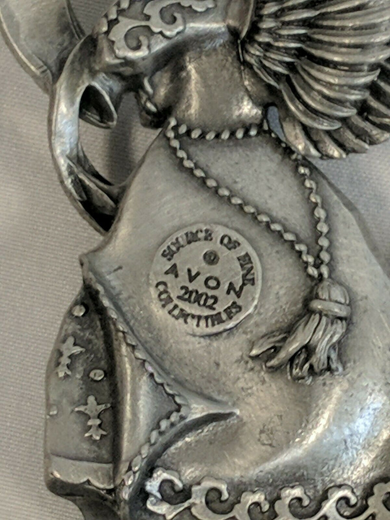 Pewter Christmas Angel Ornament 2002 Avon Fine Collectibles with Red Pouch