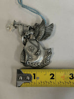 Pewter Christmas Angel Ornament 2002 Avon Fine Collectibles with Red Pouch