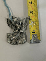 Pewter Christmas Angel Ornament 2002 Avon Fine Collectibles with Red Pouch